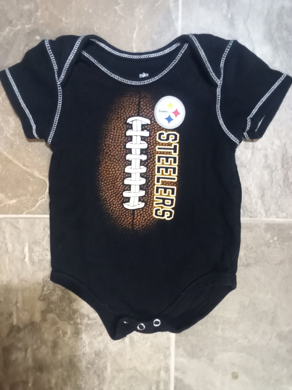 NFL Steelers Black Baby Football Onesie with Team Logo